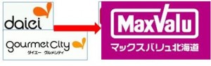 ロゴ　イオンとマックスバリュとダイエー北海道