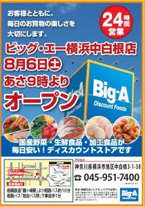 ビッグ・エー横浜中白根店　オープン告知チラシ